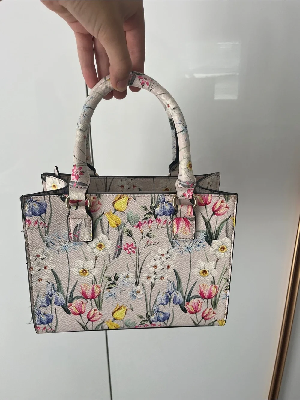 Aldo Floral Print Mini Satchel in Blush Pink